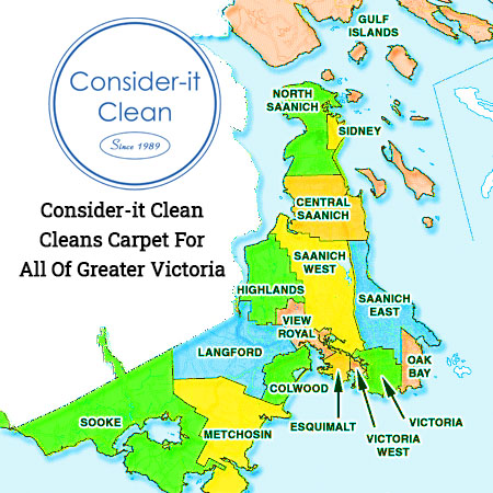 Consider-it Clean Carpet Cleaning In Greater Victoria BC Service Area Map